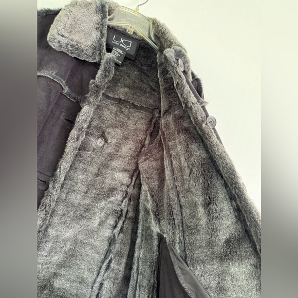 Utex Design Women's Full Length Suede Faux Fur Full Length black Coat Sz. M - Picture 3 of 5